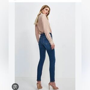 Karen Millen | Blue Highrise Studded Skinny Jeans Size 4